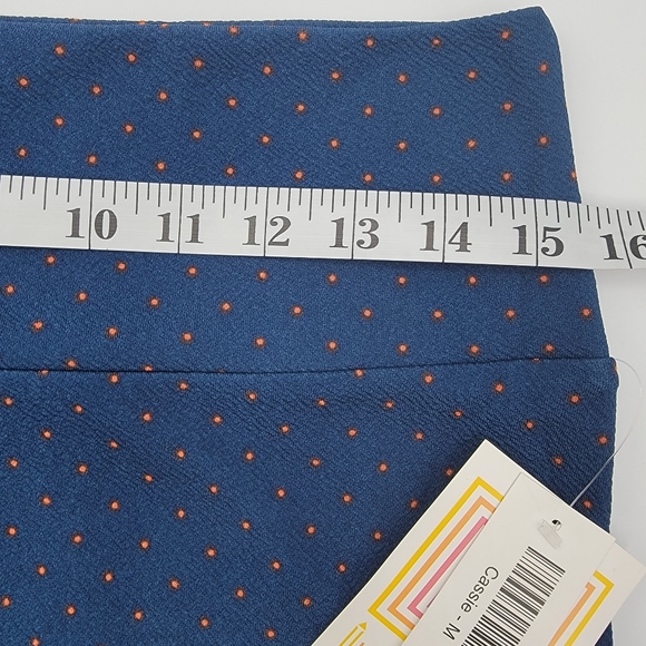 LulaRoe Cassie Pencil Skirt Size M with flattering waistband Blue, Orange Dots - Picture 5 of 6